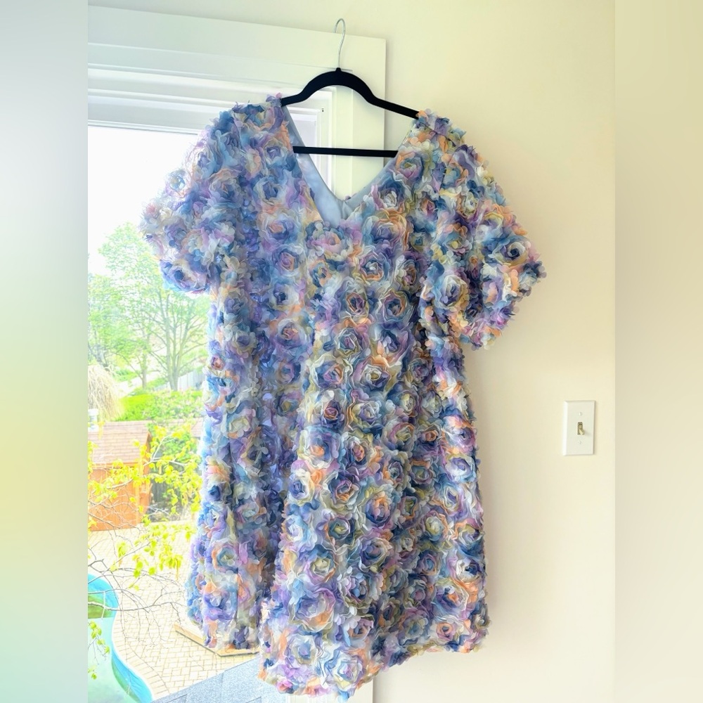 3D Floral Tulle Trapeze Dress